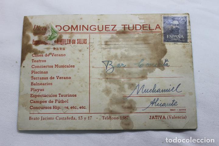 Documentos antiguos: TARJETA ALQUILER DE SILLAS VICENTE DOMINGUEZ JATIVA VALENCIA 1960
