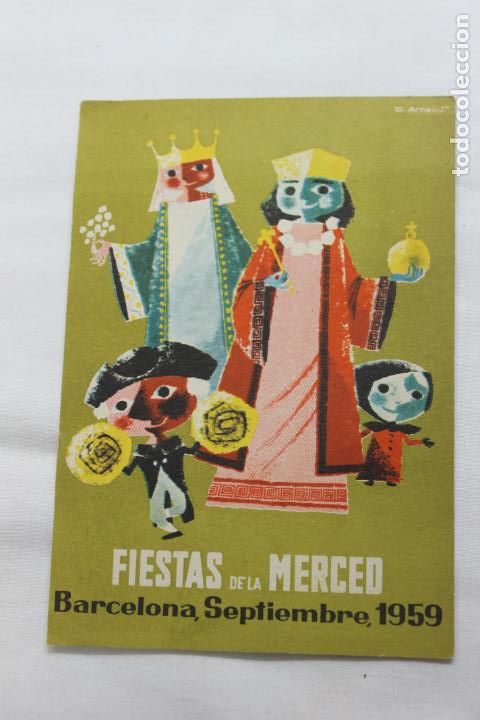 Documentos antiguos: TARJETA FIESTAS DE LA MERCCED BARCELONA, SEPTIEMBRE 1959 D. ARNALOT
