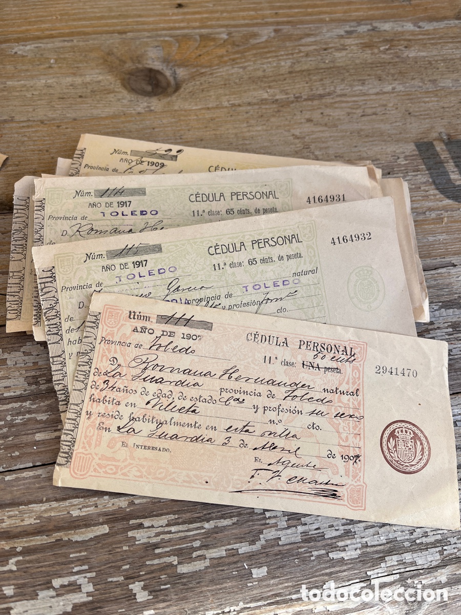 Documentos antiguos: I C&eacute;dula personal, Pagar&eacute;s, Asociaci&oacute;n M&eacute;dica, Recibos, Contribuci&oacute;n Territorial, Plagas. A&ntilde;o 1900.