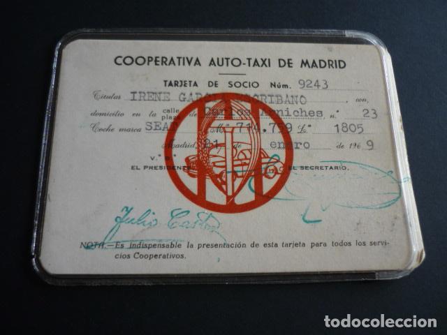 Old Documents: COOPERATIVA AUTO-TAXI MADRID TARJETA DE SOCIO 1969