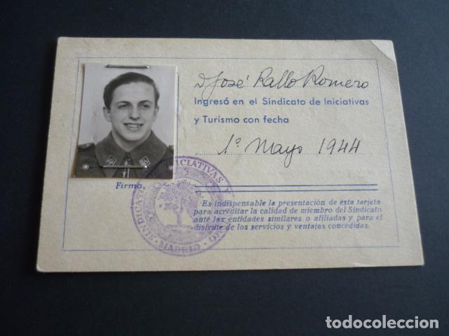 Documentos antiguos: SINDICATO DE INICIATIVAS Y TURISMO MADRID TARJETA DE MIEMBR0 1944