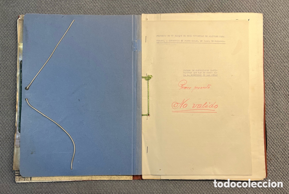 Documentos antiguos: PORTO COLOM, Mallorca.. Dosier Edificaci&oacute;n. Proyecto de Viviendas TAMARINDOS (a.1961) - Foto 6