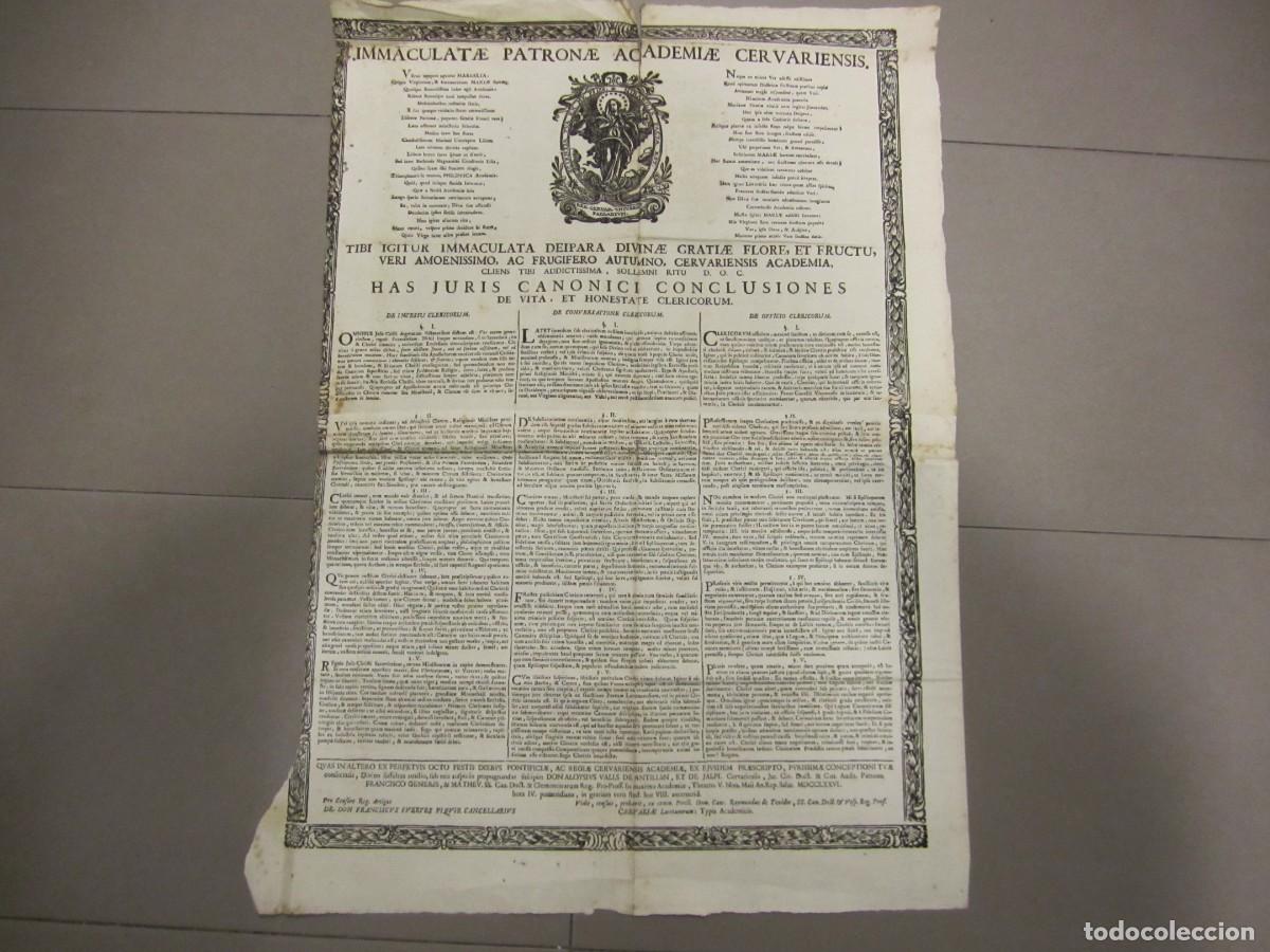Documentos antiguos: TITULO CONCEDIDO ----HAS JURIS CANONICI CONCLUSIONES --1776 -CERVARIAE - Foto 1