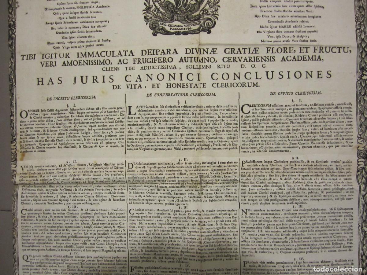 Documentos antiguos: TITULO CONCEDIDO ----HAS JURIS CANONICI CONCLUSIONES --1776 -CERVARIAE - Foto 4