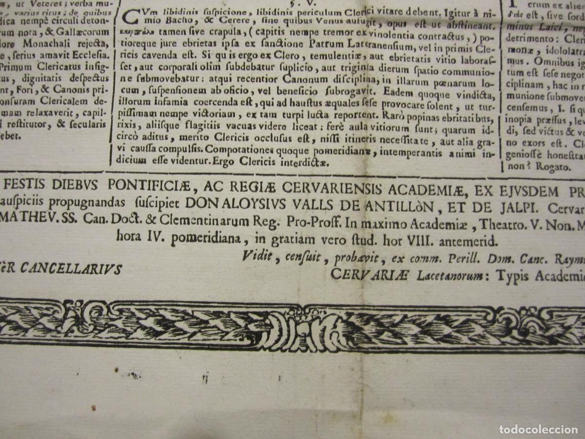 Documentos antiguos: TITULO CONCEDIDO ----HAS JURIS CANONICI CONCLUSIONES --1776 -CERVARIAE - Foto 5