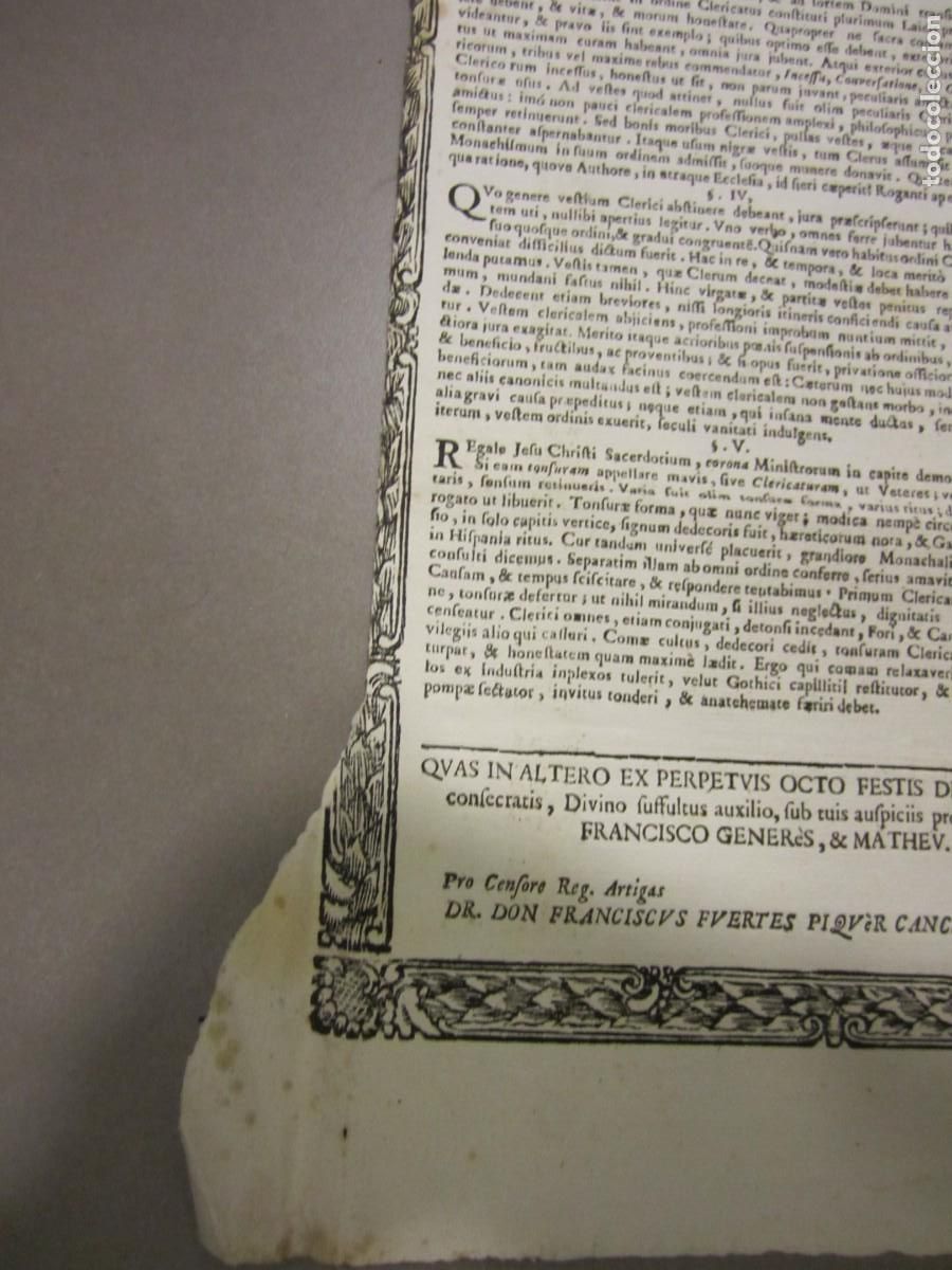 Documentos antiguos: TITULO CONCEDIDO ----HAS JURIS CANONICI CONCLUSIONES --1776 -CERVARIAE - Foto 9