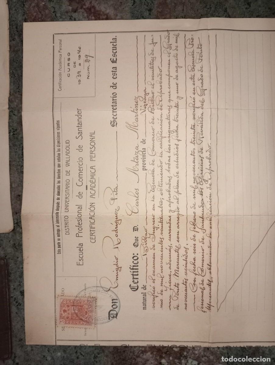 Documentos antiguos: Documento universitario Santander - Foto 3