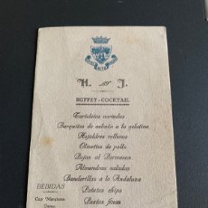 Documentos antiguos: MENÚ. HOTEL RITZ. 1941 FIRMA AL DORSO. 14X8 CM. APROX.