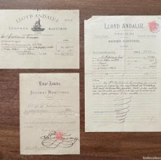 Documentos antiguos: LLOYD ANDALUZ, SEGUROS MARÍTIMOS. CÁDIZ. LOTE 3 DOCUMENTOS. AÑO 1891