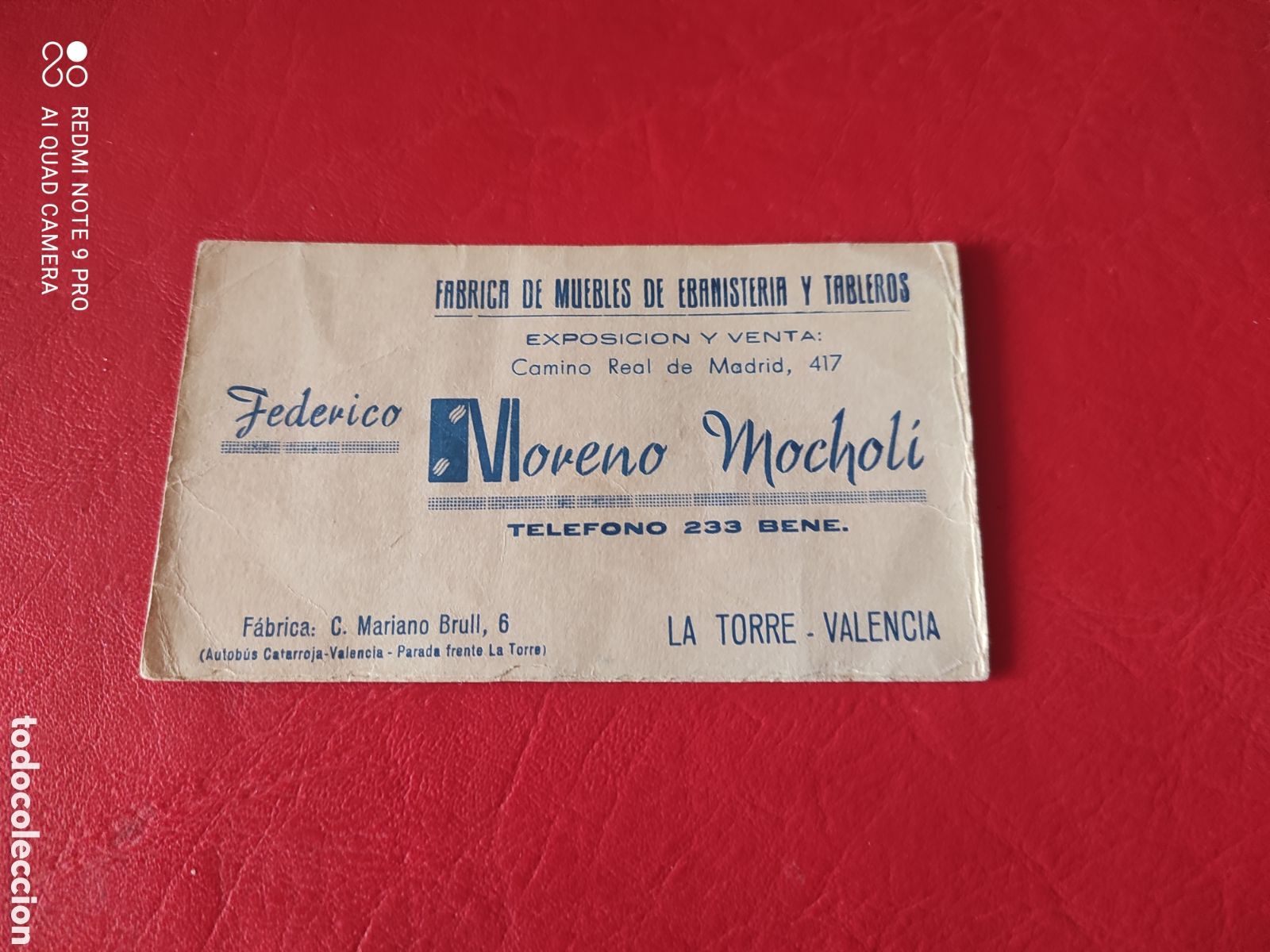Documentos antiguos: Tarjeta de visita, la torre-Valencia