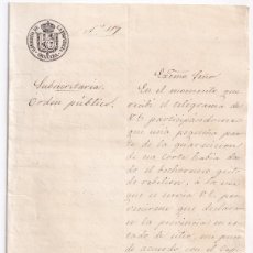 Documentos antiguos: CARTA DEL GOBERNADOR DE GRANADA AL MINISTRO POSADA HERRERA SOBRE LOS SUCESOS DE JUNIO DE 1866.
