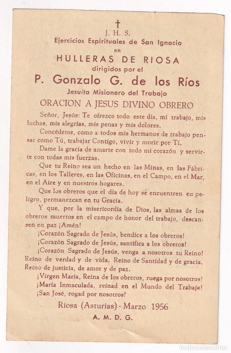 Documentos antiguos: HULLERAS DE RIOSA, ASTURIAS. ESTAMPA DE EJERCICIOS ESPIRITUALES. MARZO DE 1956