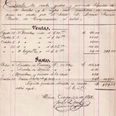 Documentos antiguos: CUENTA DE 10 BARRILES Y 5 CAJAS DE VINO ENVIADOS A MÉXICO DESDE TORQUEMADA, PALENCIA. 1896