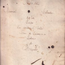 Documentos antiguos: PALACIO MARIÑÁN. AÑO 1864. MEMORIAL COBRADOR DE LAS RENTAS DEL SEÑOR DE LÁNCARA.PALACIO DE BERGONDO