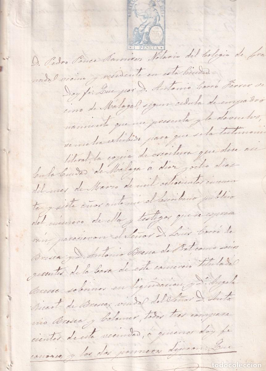 Documentos antiguos: Documento notarial formalizado en Ronda en el a&ntilde;o 1871, 6 hojas, 3 sellos de 1 pts