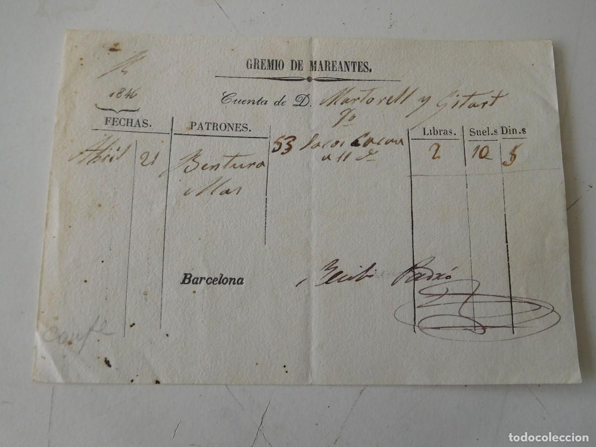Documentos antigos: Documento gremio de mareantes. Barcelona a&ntilde;o 1846