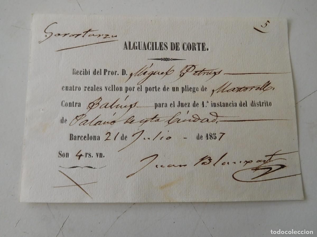 Documentos antigos: Alguaciles de la corte Barcelona a&ntilde;o 1857