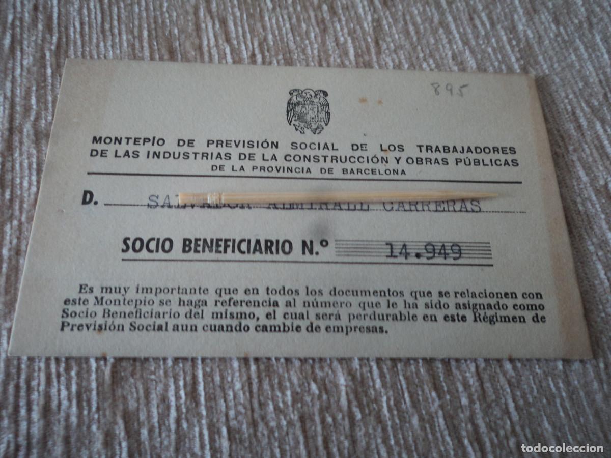 Documenti antichi: Documento, socio beneficiario montepio prevision social, ramo construccion