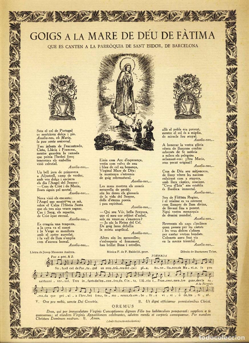 Documentos antiguos: Goigs a la Mare de D&eacute;u de Fatima que es canten a la parroquia de Sant Isidor de Barcelona
