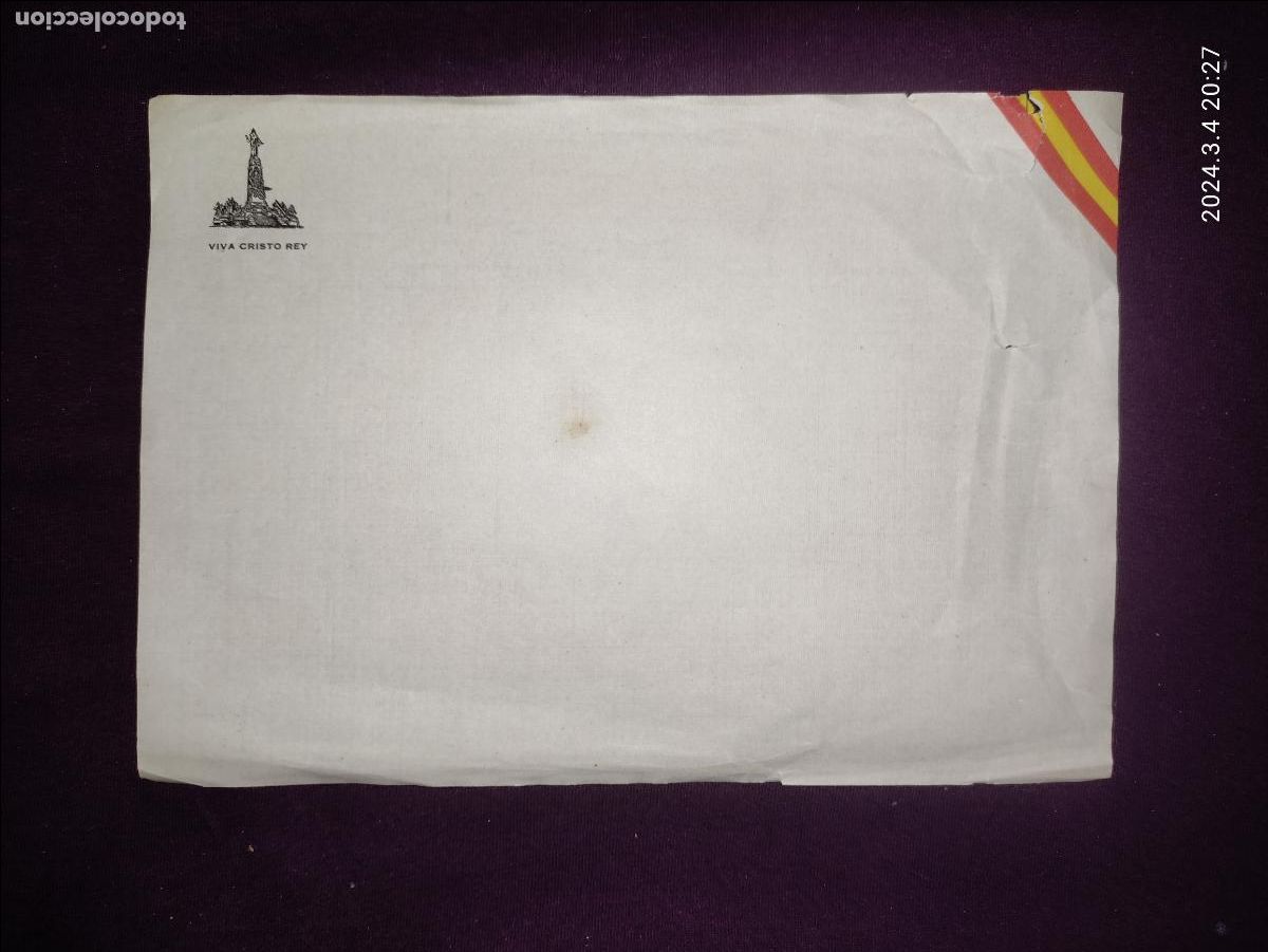 Documentos antiguos: HOJA VIVA CRISTO REY CON FRANJAS DEL ESCUDO DE ESPA&Ntilde;A 23x16