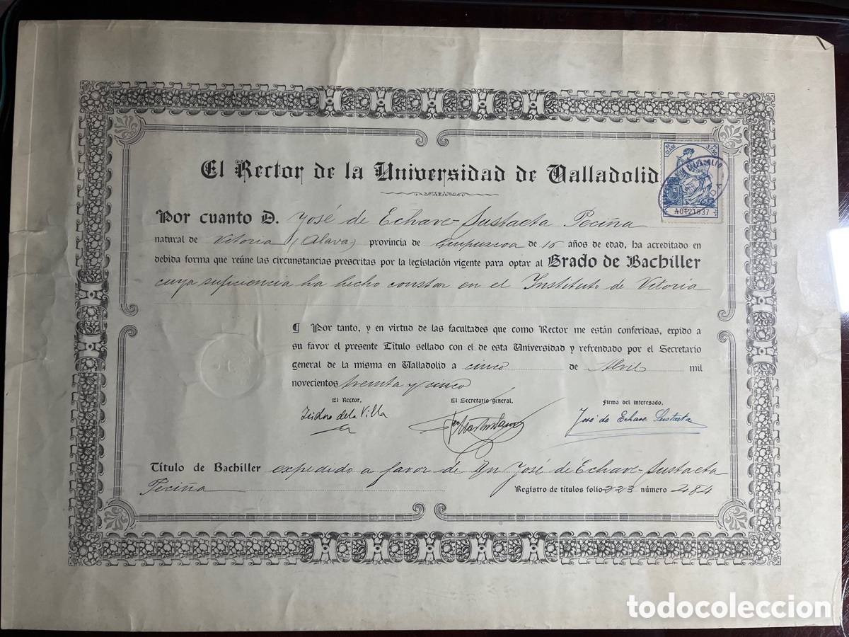 Documentos antiguos: 2 DIPLOMAS UNIVERSITARIOS 1936 y 1935 - Foto 3