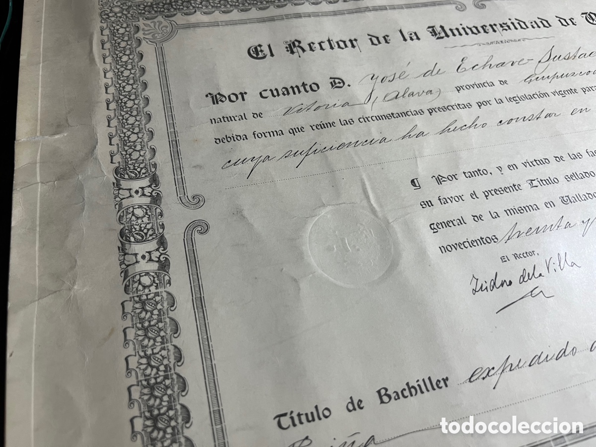 Documentos antiguos: 2 DIPLOMAS UNIVERSITARIOS 1936 y 1935 - Foto 5