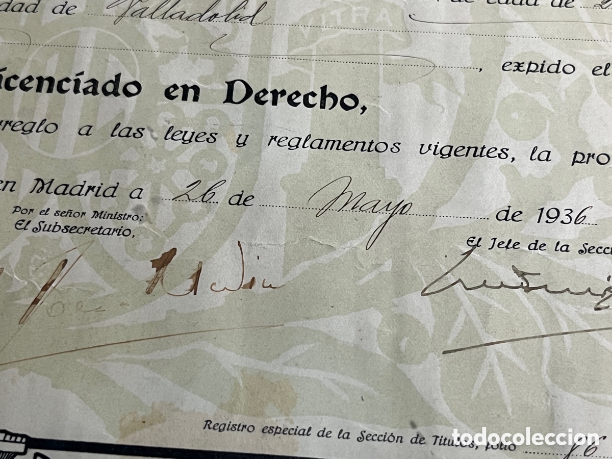 Documentos antiguos: 2 DIPLOMAS UNIVERSITARIOS 1936 y 1935 - Foto 8