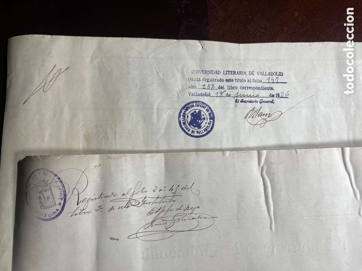 Documentos antiguos: 2 DIPLOMAS UNIVERSITARIOS 1936 y 1935 - Foto 10