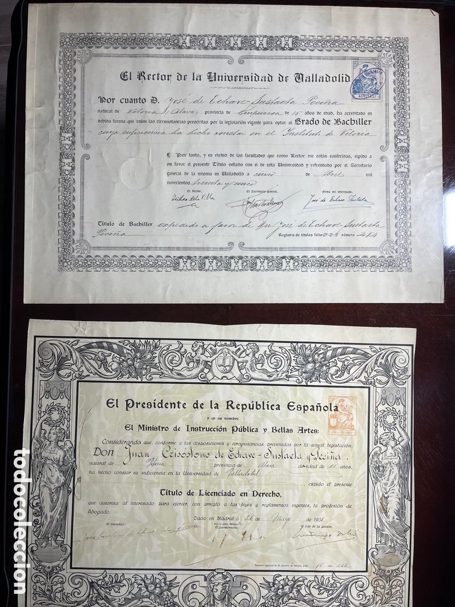 Documentos antiguos: 2 DIPLOMAS UNIVERSITARIOS 1936 y 1935 - Foto 1