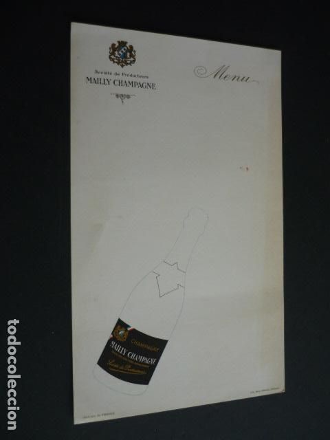 Documentos antiguos: MENU CHAMPAN MAILLY - Foto 1