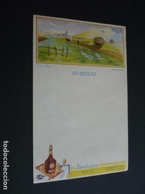 Documentos antiguos: MENU LICOR BENEDICTINE - Foto 1