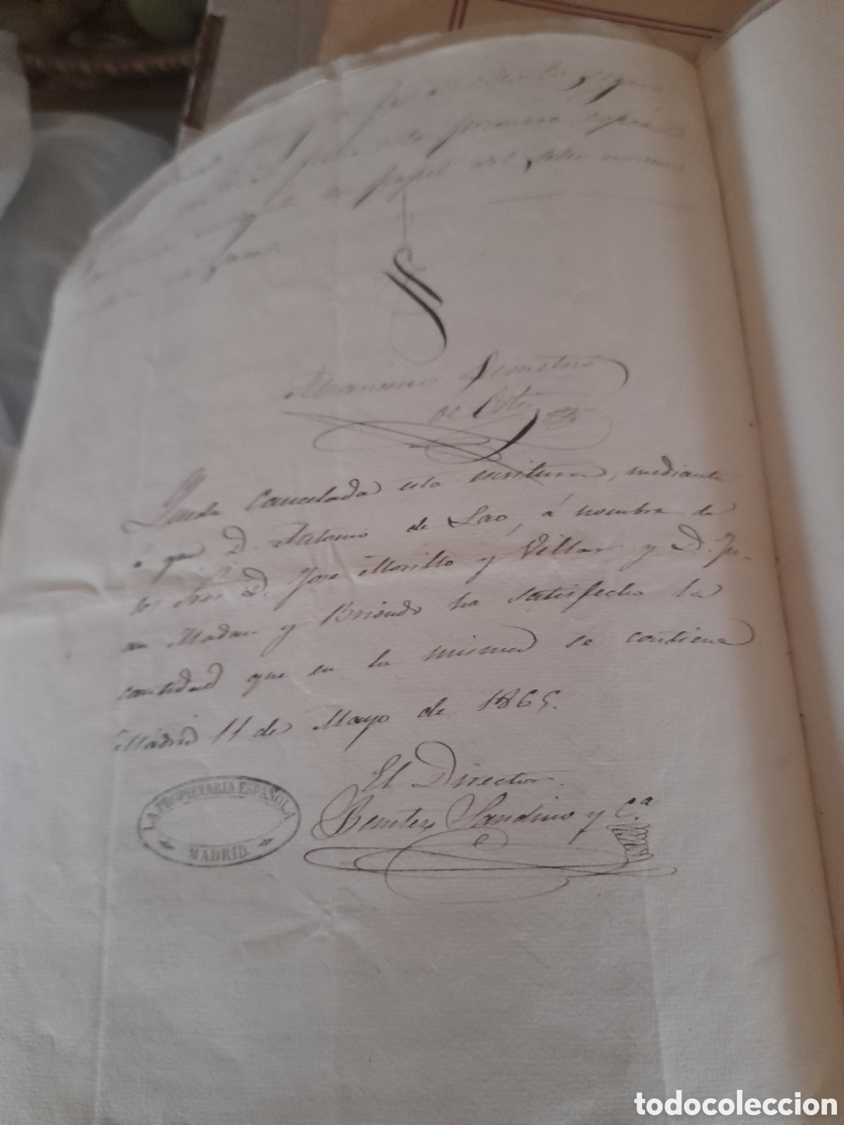 Documentos antiguos: Documento notarial en Madrid 1864 - Foto 8