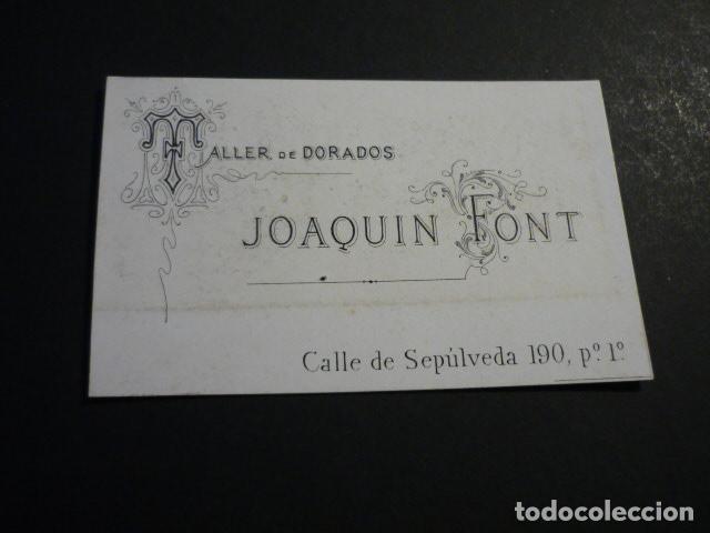 Documents Anciens: BARCELONA TALLER DE DORADOS DE JOAQUIN FONT TARJETA PUBLICITARIA SIGLO XIX