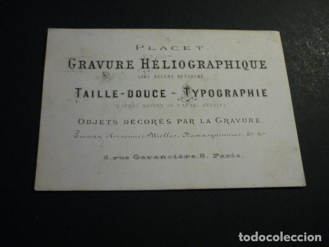 Documentos antiguos: PARIS GRABADO HELIOGRAFICO PLACET TARJETA PUBLICITARIA SIGLO XIX