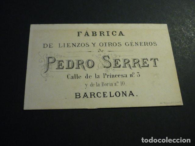 Documentos antigos: BARCELONA LIENZOS Y OTROS GENEROS PEDRO SERRET TARJETA PUBLICITARIA SIGLO XIX