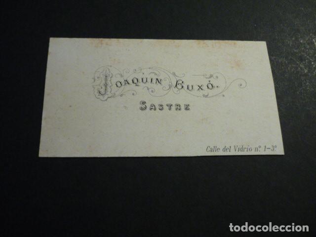 Documentos antiguos: BARCELONA JOAQUIN BUX&Oacute; SASTRE TARJETA PUBLICITARIA SIGLO XIX
