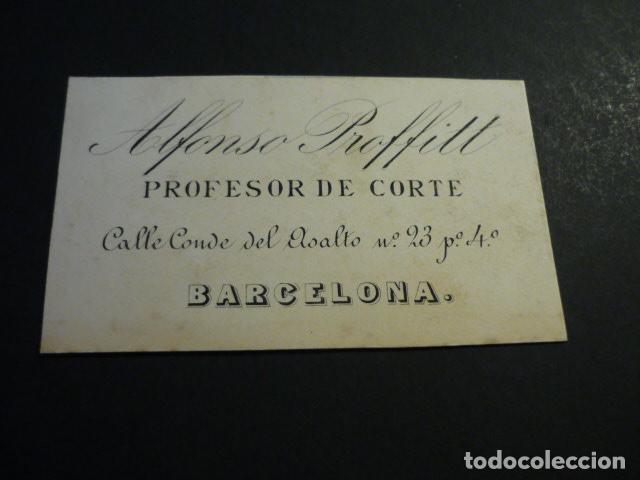Documentos antigos: BARCELONA PROFESOR DE CORTE ALFONSO PROFFITT TARJETA PUBLICITARIA SIGLO XIX