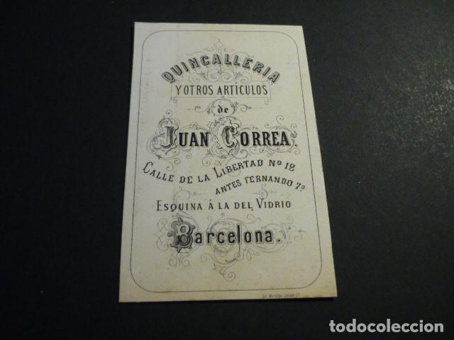 Documentos antiguos: BARCELONA QUINCALLERIA JUAN CORREA TARJETA PUBLICITARIA SIGLO XIX