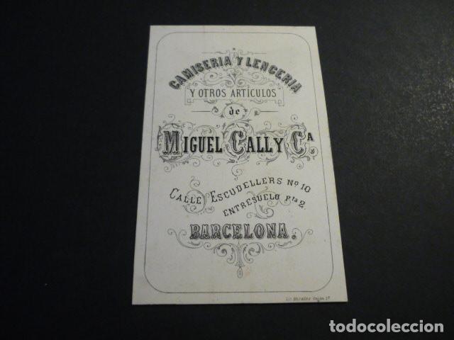 Documentos antiguos: BARCELONA CAMISERIA LENCERIA MIGUEL CALL Y CIA TARJETA PUBLICITARIA SIGLO XIX