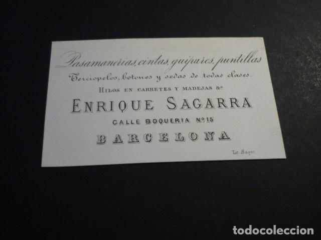 Documentos antigos: BARCELONA PASAMANERIAS ENRIQUE SAGARRA TARJETA PUBLICITARIA SIGLO XIX