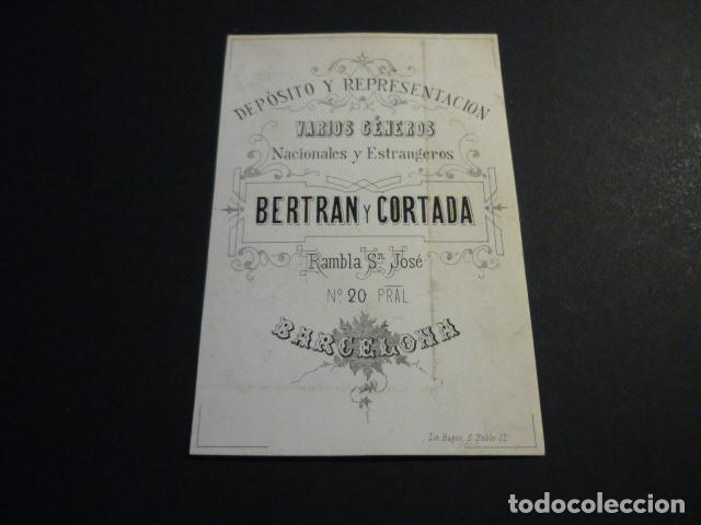 Alte Dokumente: BARCELONA GENEROS BERTRAN Y CORTADA TARJETA PUBLICITARIA SIGLO XIX