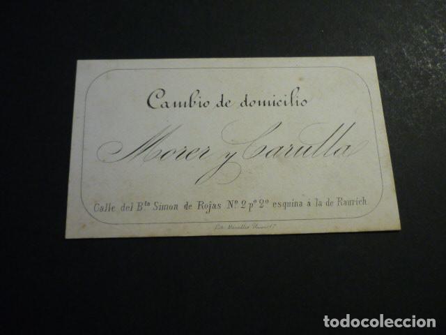 Documents Anciens: BARCELONA MORER Y CARULLA TARJETA PUBLICITARIA SIGLO XIX