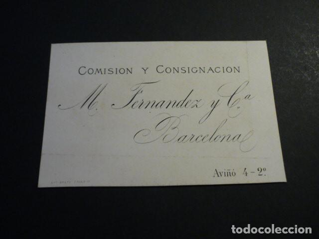 Documentos antiguos: BARCELONA COMISION Y CONSIGNACION M. FERNANDEZ TARJETA PUBLICITARIA SIGLO XIX