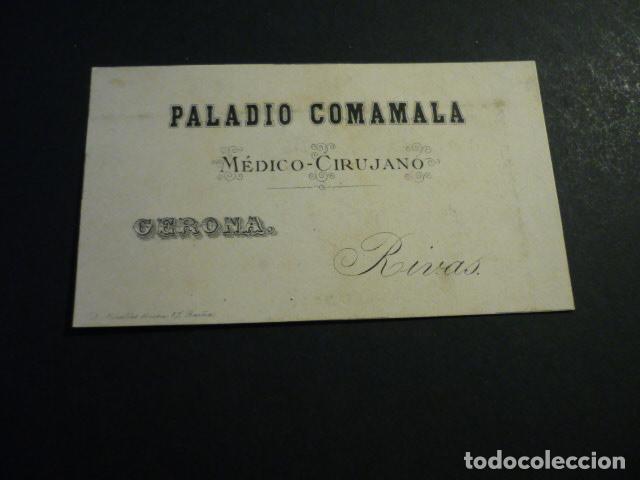 Documents Anciens: GERONA MEDICO CIRUJANO PALACIO COMAMALA TARJETA PUBLICITARIA SIGLO XIX