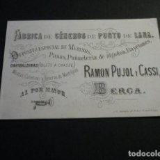 Documenti antichi: BERGA BARCELONA FABRICA GENEROS DE PUNTO RAMON PUJOL TARJETA PUBLICITARIA SIGLO XIX