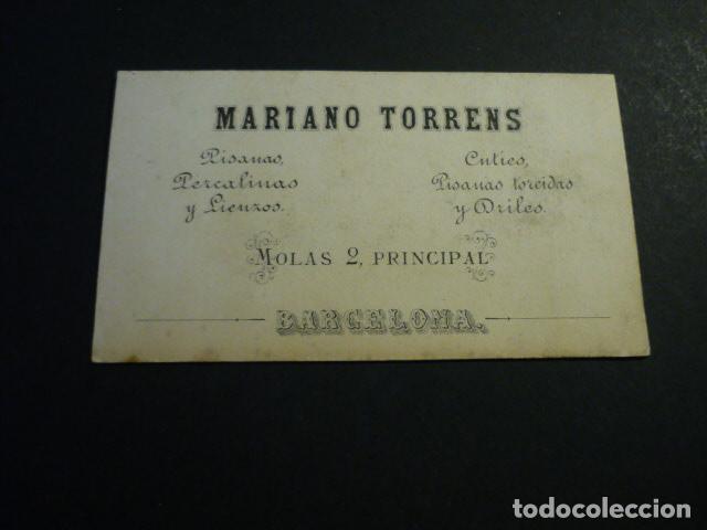 Documentos antiguos: BARCELONA TEJIDOS MARIANO TORRENS TARJETA PUBLICITARIA SIGLO XIX