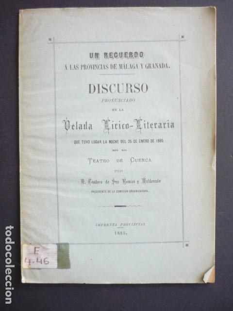 Documentos antigos: CUENCA VELADA L&Iacute;RICO-LITERARIA POR TEODORO SAN ROM&Aacute;N Y MALDONADO EN 1885