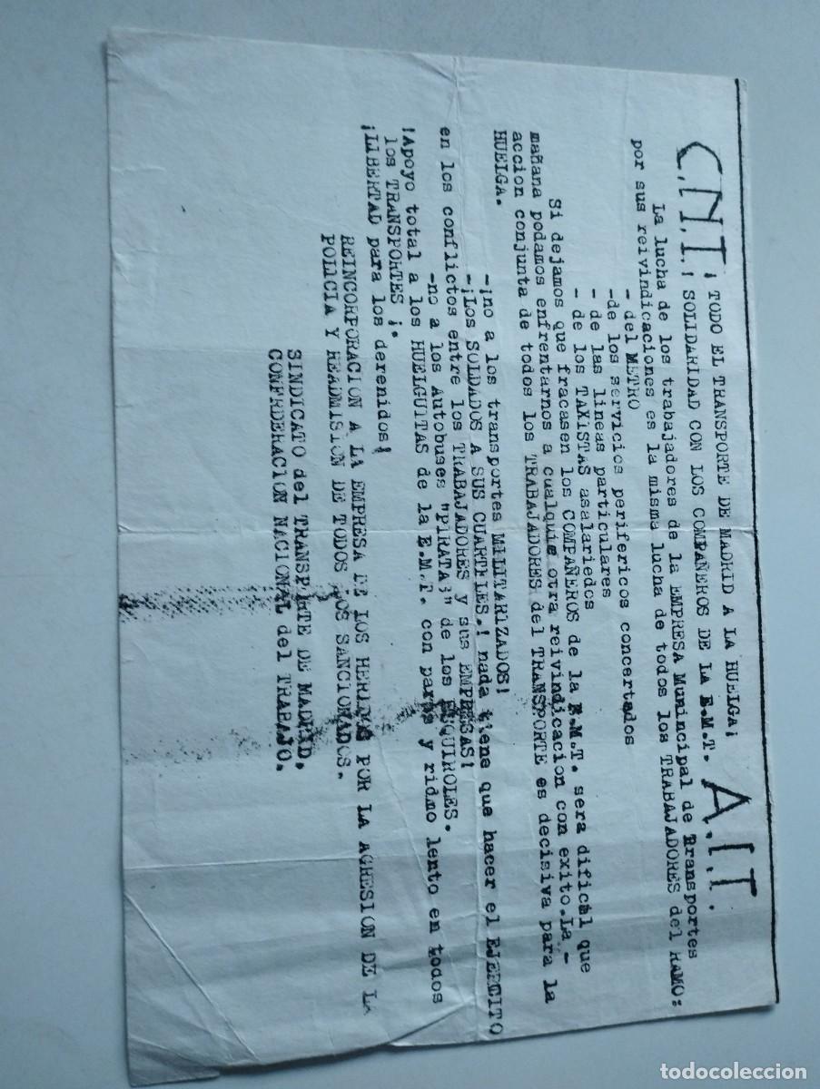 Documentos antiguos: Panfleto. CNT. - Foto 1