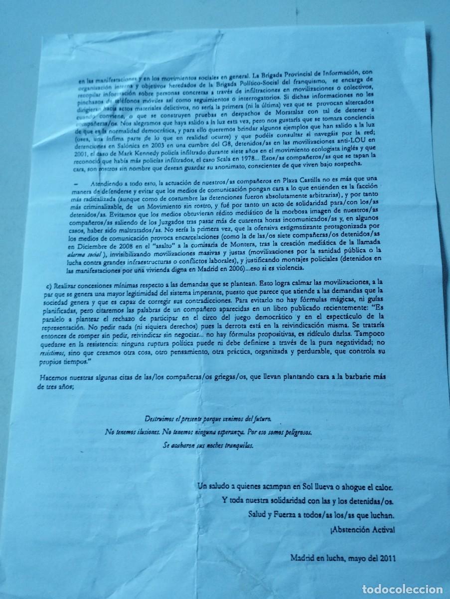 Documentos antiguos: Panfleto 15 M. - Foto 2
