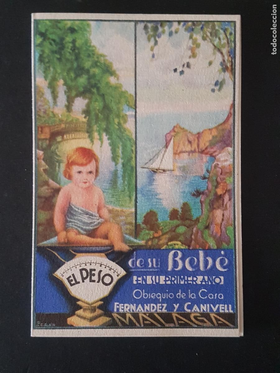Documentos antiguos: MALAGA EL PESO DE SU BEBE CON PUBLICIDAD DE CASA FERNANDEZ Y CARNIVELL CARTILLA